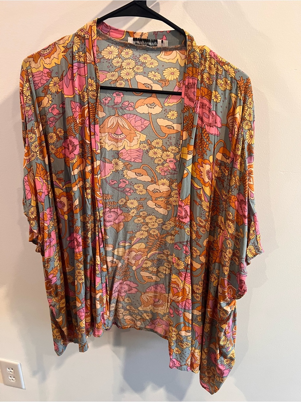Floral Open-Front Kimono Cardigan